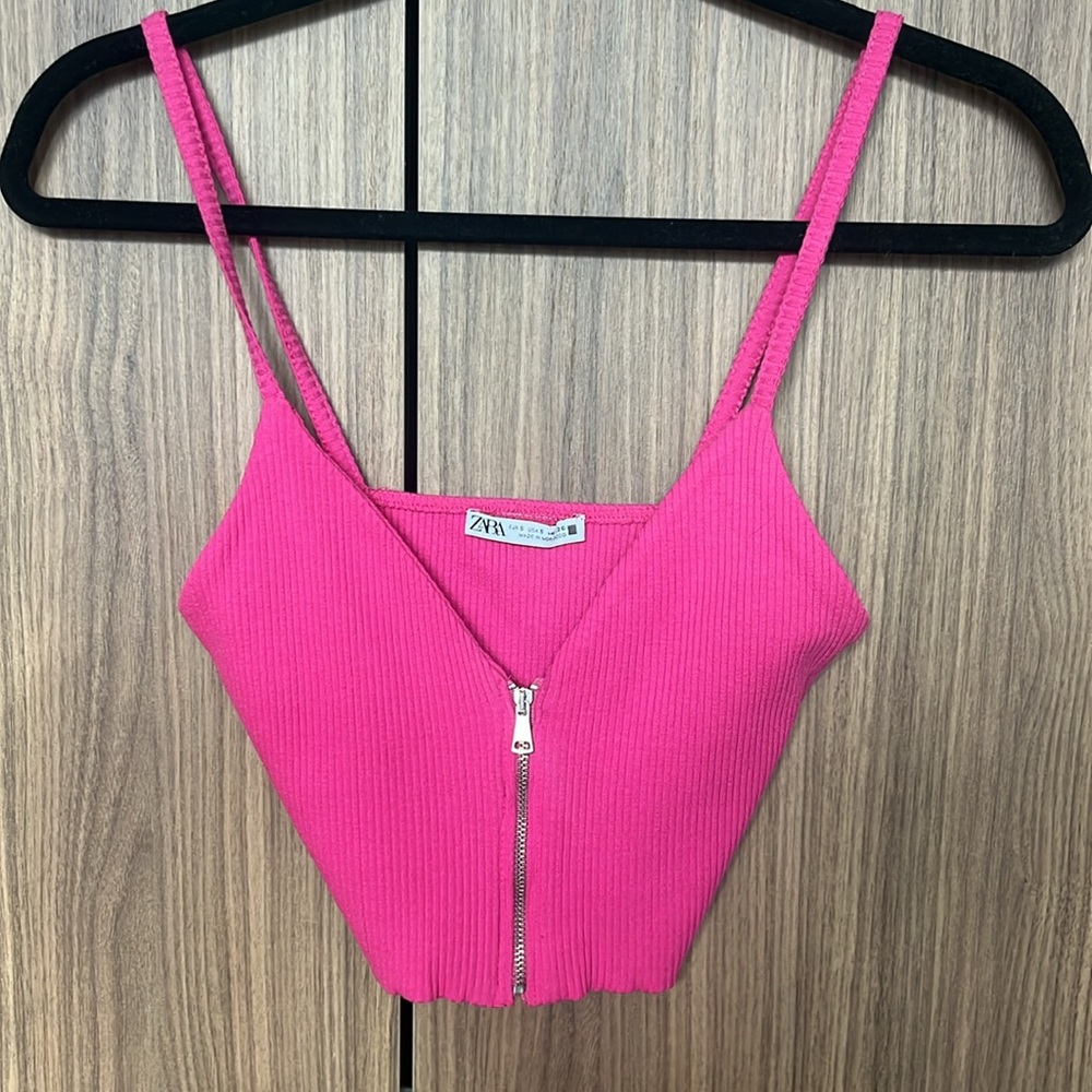 Zara Pink Zip Up Tank Top